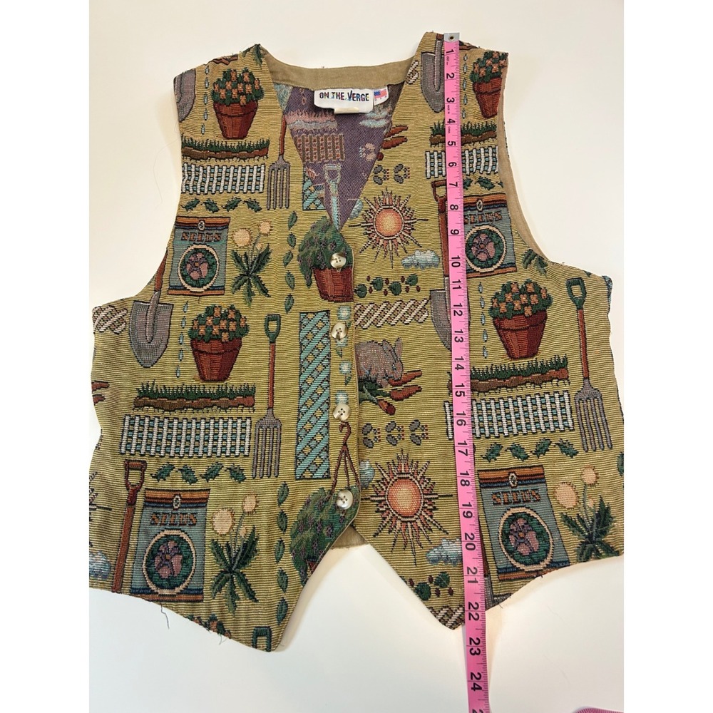 Vintage 90s Garden Tapestry Vest Made in USA - Picture 7 of 7